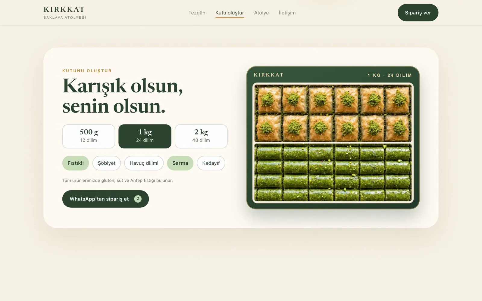 KIRKKAT konsept sitesi masaüstünde